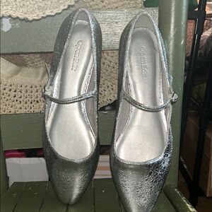 Open Edit Women's Metallic Silver Flats